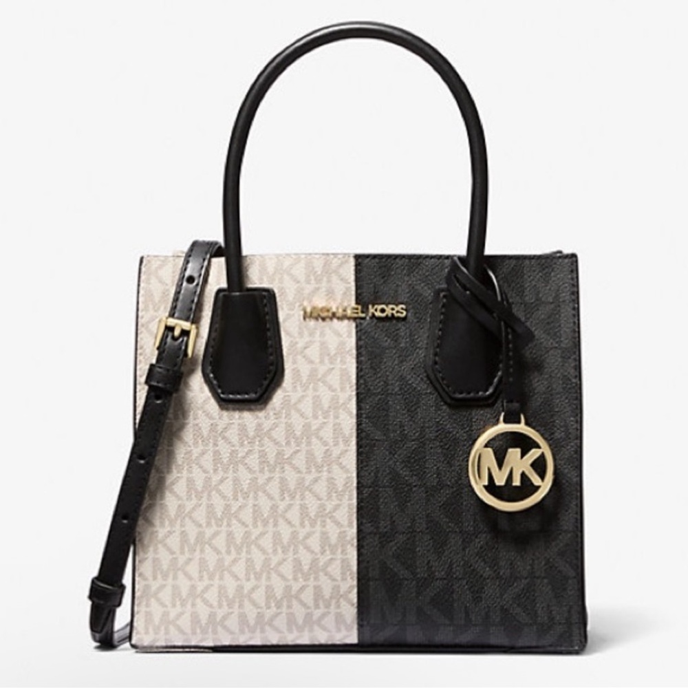 Michael Kors Mercer Medium Two-Toned Logo Signature Crossbody NWT - Picture 1 of 11